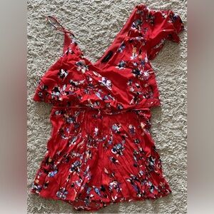 OLIVACIOUS red floral sleeveless shorts romper medium m
